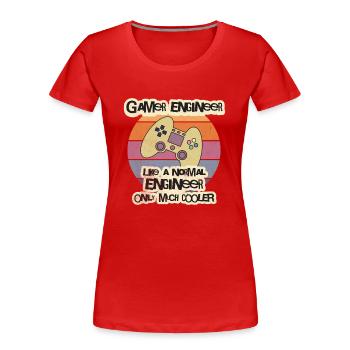 Gamer Engineer T-Shirt, Game Developer Shirt, Prog - Women's Premium Organic T-Shirt - red - Front - Mia (176cm)