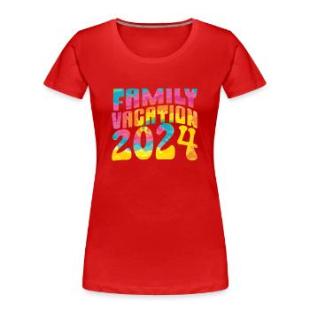 Voyage en famille 2024 Vacances en famille - T-shirt bio Premium Femme - rouge - Devant - Mia (176cm)