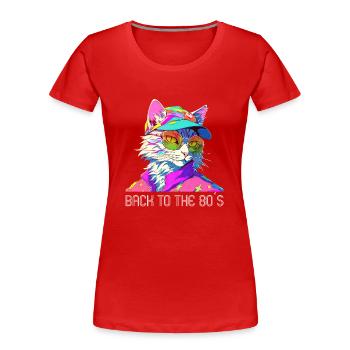 Fête à thème des années 80 Retour au costume des années 80 - T-shirt bio Premium Femme - rouge - Devant - Mia (176cm)
