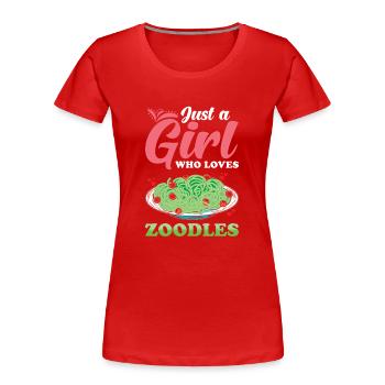 Zoodles Zucchini Pasta Spruch - Frauen Premium Bio T-Shirt - Rot - Vorne - Mia (176cm)