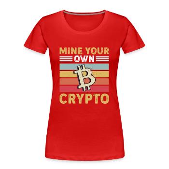 Bitcoin Krypto Kryptowährung - Frauen Premium Bio T-Shirt - Rot - Vorne - Mia (176cm)