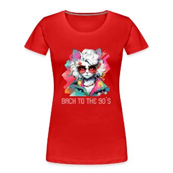 Soirée à thème des années 90 Retour au costume des années 90 - T-shirt bio Premium Femme - rouge - Devant - Mia (176cm)