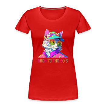 Soirée à thème des années 90 Retour au costume des années 90 - T-shirt bio Premium Femme - rouge - Devant - Mia (176cm)