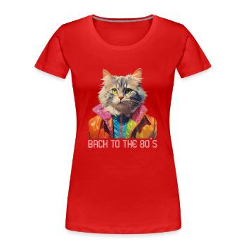 Fête à thème des années 80 Retour au costume des années 80 - T-shirt bio Premium Femme - rouge - Devant - Mia (176cm)