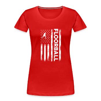 USA Fahne Unihockeyspieler Amerika - Frauen Premium Bio T-Shirt - Rot - Vorne - Mia (176cm)