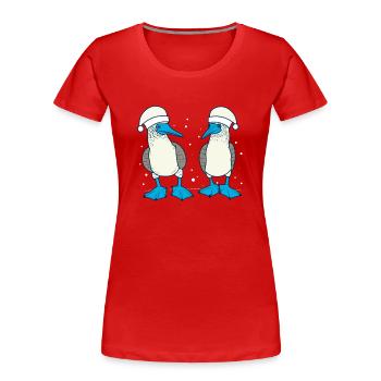 Weihnachten Blaufusstölpel - Frauen Premium Bio T-Shirt - Rot - Vorne - Mia (176cm)