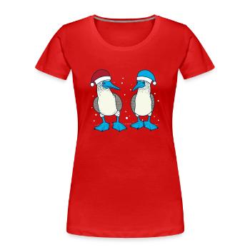 Blaufusstölpel Weihnachten - Frauen Premium Bio T-Shirt - Rot - Vorne - Mia (176cm)