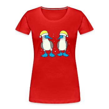 Blaufusstölpel Weihnachten - Frauen Premium Bio T-Shirt - Rot - Vorne - Mia (176cm)