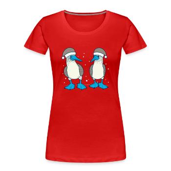 Blaufusstölpel Weihnachten - Frauen Premium Bio T-Shirt - Rot - Vorne - Mia (176cm)