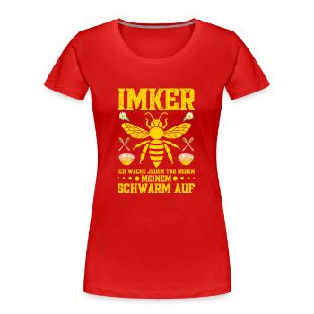 Bienenschwarm Bienenstock Bienenzüchter - Frauen Premium Bio T-Shirt - Rot - Vorne - Mia (176cm)