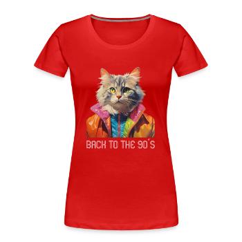 Soirée à thème des années 90 Retour au costume des années 90 - T-shirt bio Premium Femme - rouge - Devant - Mia (176cm)
