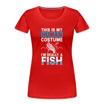 Angler - Women's Premium Organic T-Shirt - red - Front - Mia (176cm)