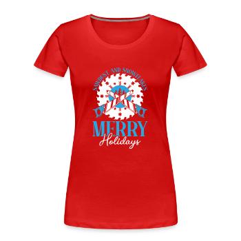 Keine Karies unter dem Mistelzweig Zahnärztliche W - Frauen Premium Bio T-Shirt - Rot - Vorne - Mia (176cm)