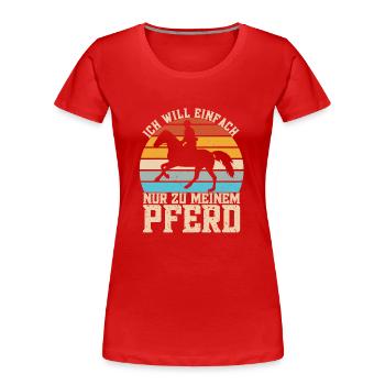 Reitsport Pferde Reitsport Pferdeliebhaber - Frauen Premium Bio T-Shirt - Rot - Vorne - Mia (176cm)