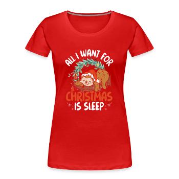 Schlafendes Faultier An Weihnachten - Frauen Premium Bio T-Shirt - Rot - Vorne - Mia (176cm)