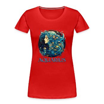 Embrassez votre identité Verseau: Zodiaque Verseau - T-shirt bio Premium Femme - rouge - Devant - Mia (176cm)