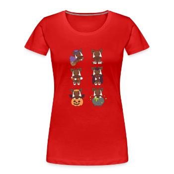 Okapi Halloween Teufel Kürbis Vampier Kostüm - Frauen Premium Bio T-Shirt - Rot - Vorne - Mia (176cm)