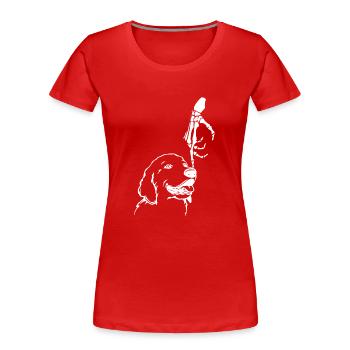Niedliches Skelett Hand Boop Hund Welpe Halloween - Frauen Premium Bio T-Shirt - Rot - Vorne - Mia (176cm)