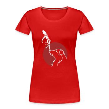 Niedliches Skelett Hand Boop Hund Welpe Halloween - Frauen Premium Bio T-Shirt - Rot - Vorne - Mia (176cm)