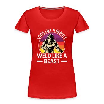 Schweißen Schweißer - Frauen Premium Bio T-Shirt - Rot - Vorne - Mia (176cm)