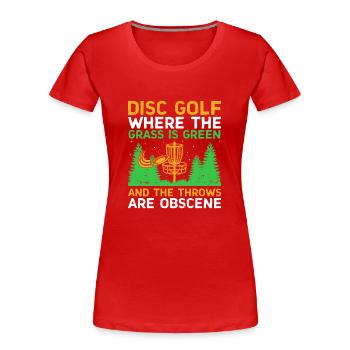Disc Golf Player Disc Golfer Frisbee Player Par Pu - T-shirt bio Premium Femme - rouge - Devant - Mia (176cm)