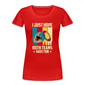 Football - Frauen Premium Bio T-Shirt - Rot - Vorne - Mia (176cm)