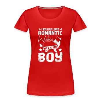 Long romantic walks with my border collie boy - Women's Premium Organic T-Shirt - red - Front - Mia (176cm)