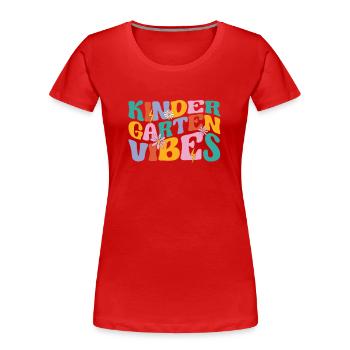 Kindergarten Vibes Youth Kids Crew Retro First - T-shirt bio Premium Femme - rouge - Devant - Mia (176cm)