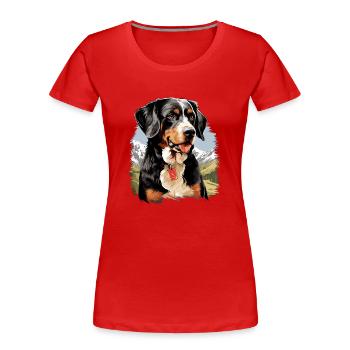 Chien Appenzeller Chien de montagne - T-shirt bio Premium Femme - rouge - Devant - Mia (176cm)