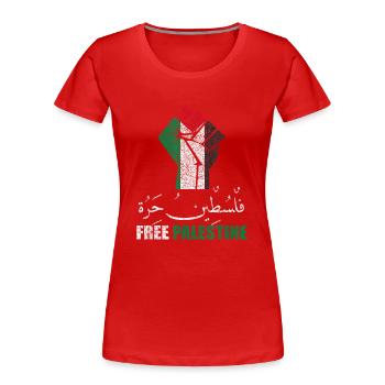 Libérez Palestine Fist - T-shirt bio Premium Femme - rouge - Devant - Mia (176cm)
