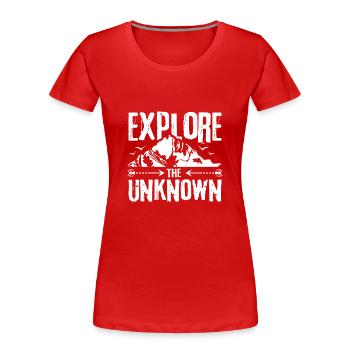 Travel and explore the unknown - Women's Premium Organic T-Shirt - red - Front - Mia (176cm)