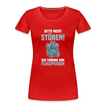 Nilpferd Flusspferd - Frauen Premium Bio T-Shirt - Rot - Vorne - Mia (176cm)
