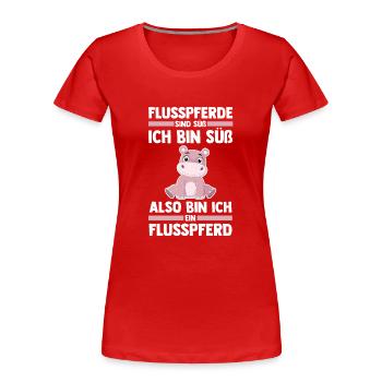 Nilpferd Flusspferd - Frauen Premium Bio T-Shirt - Rot - Vorne - Mia (176cm)