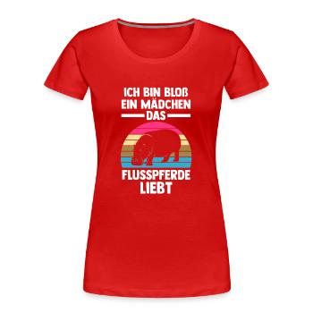 Nilpferd Flusspferd - Frauen Premium Bio T-Shirt - Rot - Vorne - Mia (176cm)