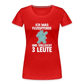 Nilpferd Flusspferd - Frauen Premium Bio T-Shirt - Rot - Vorne - Mia (176cm)