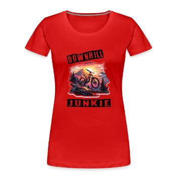 Downhill Mountain Biker Downhill Junkie - Women's Premium Organic T-Shirt - red - Front - Mia (176cm)
