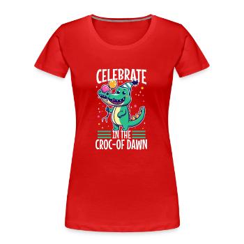 Faites la fête jusqu’à l’aube - T-shirt bio Premium Femme - rouge - Devant - Mia (176cm)