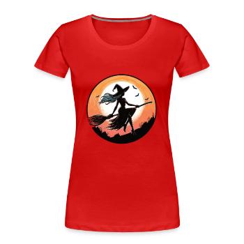 Witch on a broom - Women's Premium Organic T-Shirt - red - Front - Mia (176cm)
