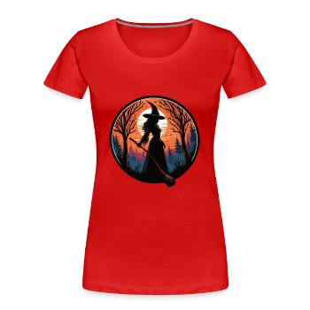 Hexe mit Besen - Frauen Premium Bio T-Shirt - Rot - Vorne - Mia (176cm)