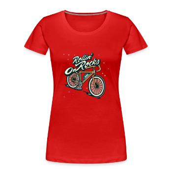 Gravel Bike Gravel Bikes Gravel Rollin On Rocks - Frauen Premium Bio T-Shirt - Rot - Vorne - Mia (176cm)