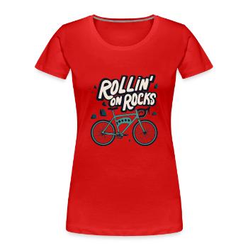 Gravel Bike Gravel Bikes Gravel Rollin On Rocks - Frauen Premium Bio T-Shirt - Rot - Vorne - Mia (176cm)