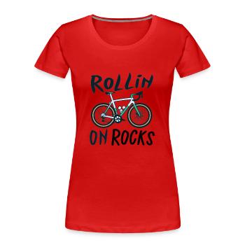 Gravel Bike Gravel Bikes Gravel Rollin On Rocks - Frauen Premium Bio T-Shirt - Rot - Vorne - Mia (176cm)
