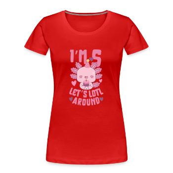 Axolotl Birthday Party - Women's Premium Organic T-Shirt - red - Front - Mia (176cm)