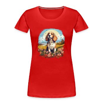 Chien Beagle - T-shirt bio Premium Femme - rouge - Devant - Mia (176cm)