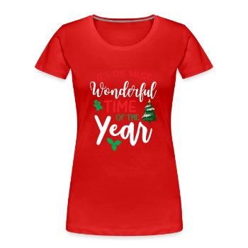 C’est la période la plus merveilleuse de l’année - T-shirt bio Premium Femme - rouge - Devant - Mia (176cm)
