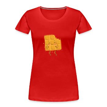 angegessene Waffel Teig Gebäck Snack - Frauen Premium Bio T-Shirt - Rot - Vorne - Mia (176cm)