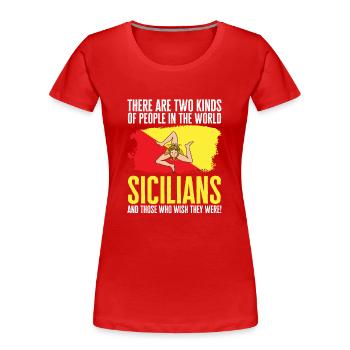 Sicile Drapeau Italie Sicile - T-shirt bio Premium Femme - rouge - Devant - Mia (176cm)