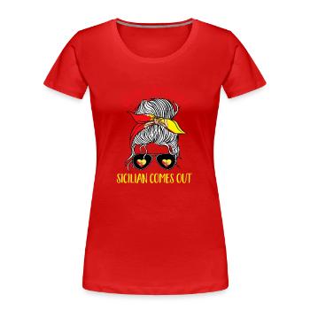 Sicile Drapeau Italie Sicile - T-shirt bio Premium Femme - rouge - Devant - Mia (176cm)