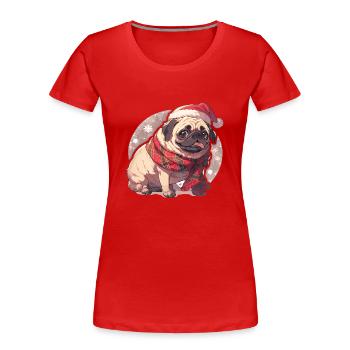 Pug Pug Dog Pug Christmas Pug Xmas - Women's Premium Organic T-Shirt - red - Front - Mia (176cm)