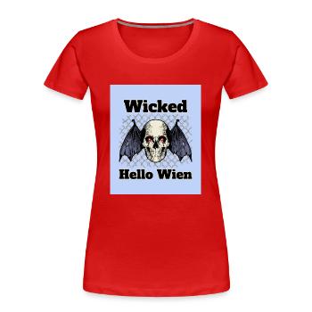 Halloween - Hello Wien - wicked hello wien - Frauen Premium Bio T-Shirt - Rot - Vorne - Mia (176cm)